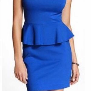 Cobalt Blue Ponte Knit Peplum Dress EXPRESS